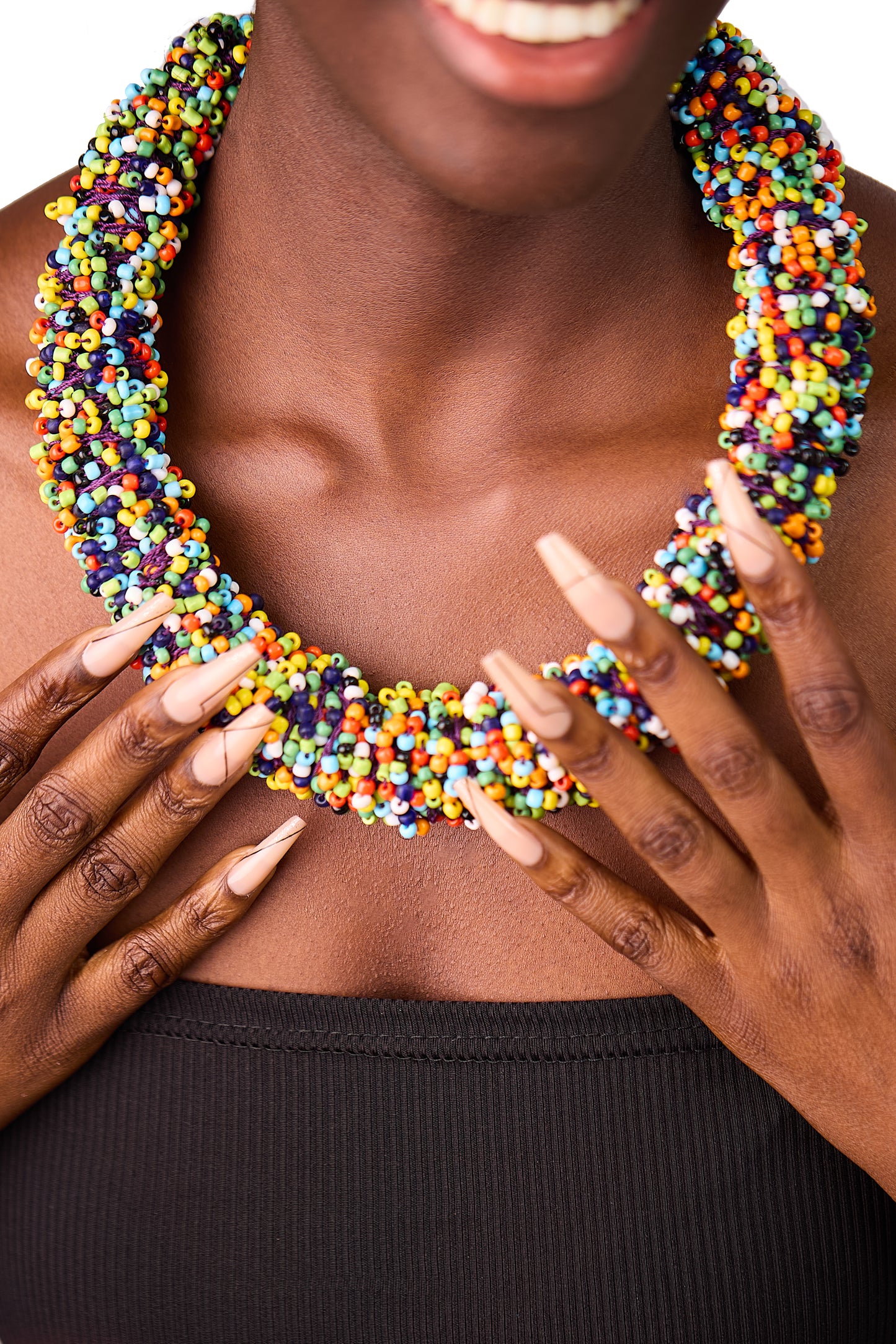 Rainbow Bead Twist Necklace