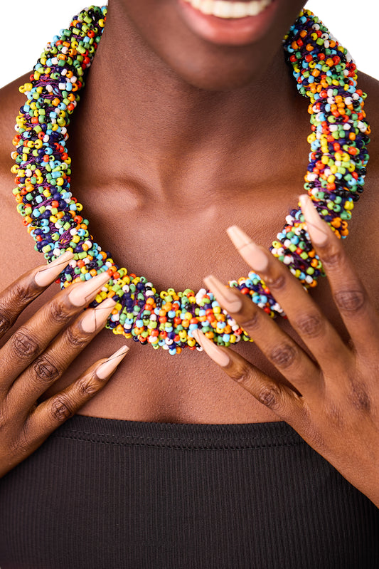 Rainbow Bead Twist Necklace