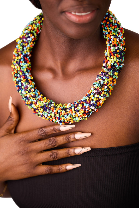 Rainbow Bead Twist Necklace