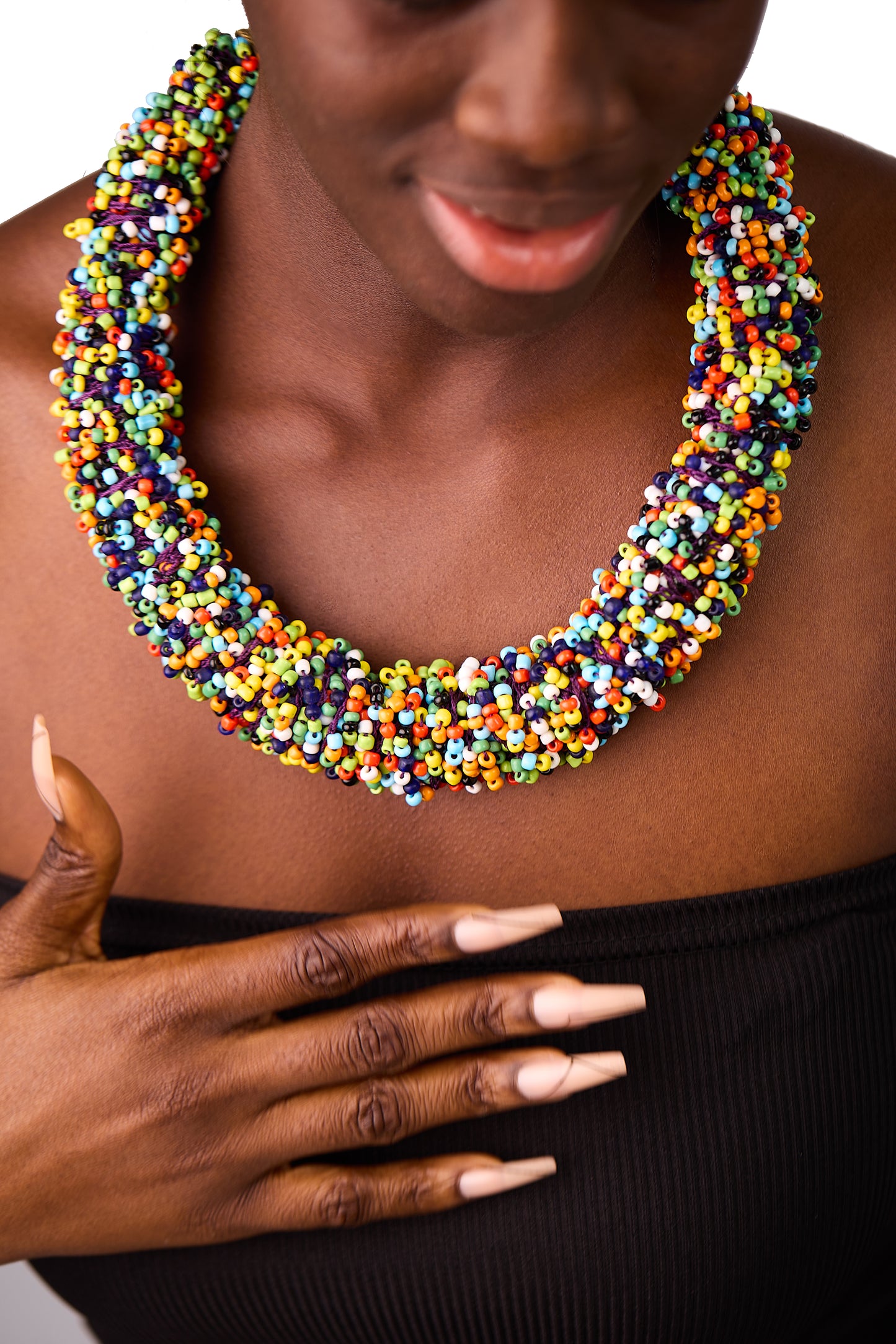 Rainbow Bead Twist Necklace